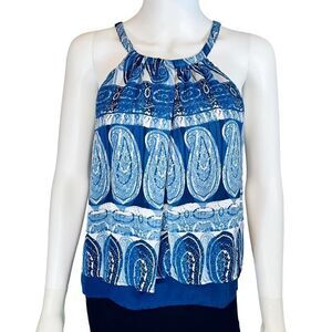 Sugarlips Paisley Print Halter Blouse Blue